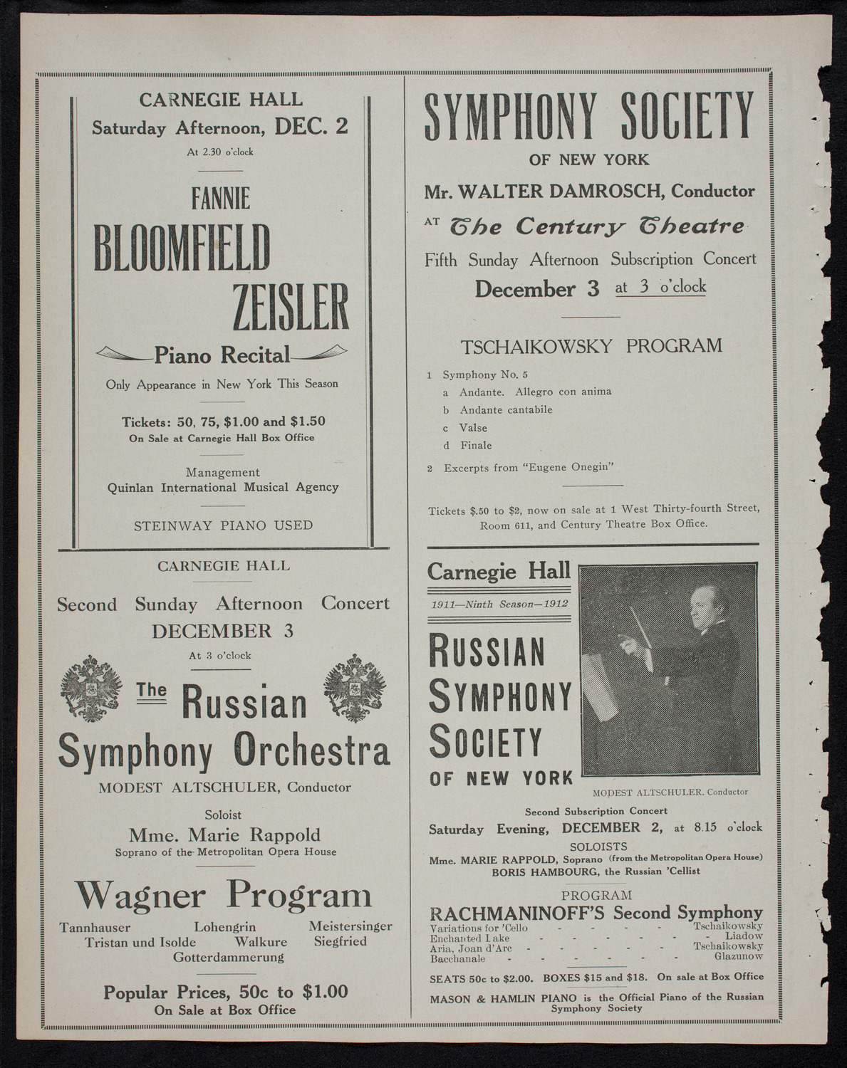 New York Philharmonic, November 24, 1911, program page 10