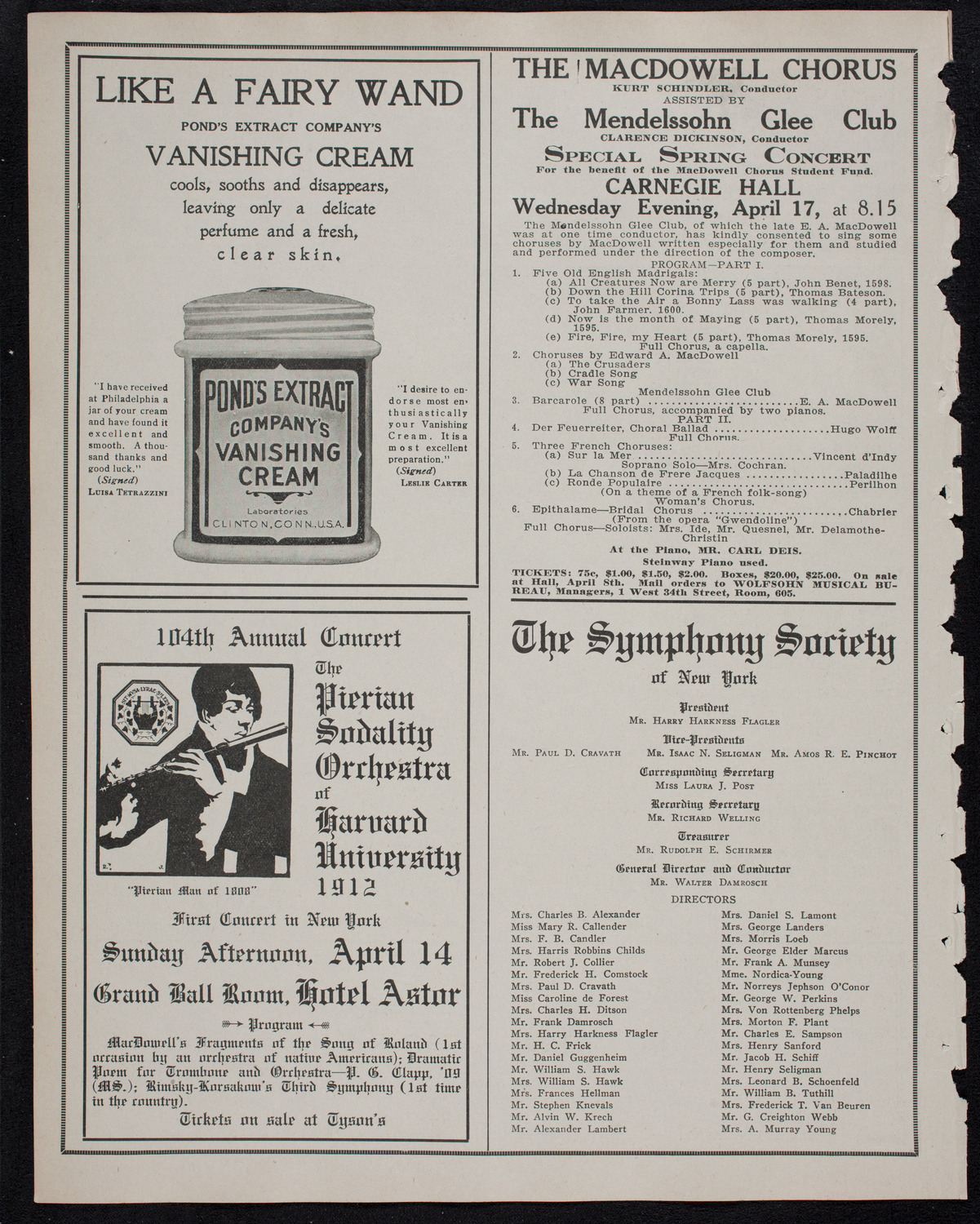 Brahms Festival: New York Symphony Orchestra and Oratorio Society of New York, March 30, 1912, program page 8