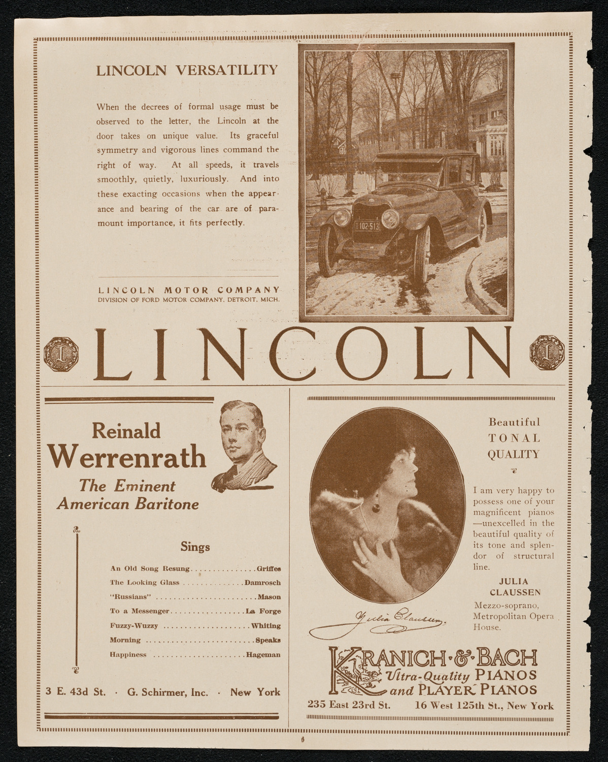 Mademoiselle Jenny Lind as sung by Miss Frieda Hempel, February 12, 1924, program page 6