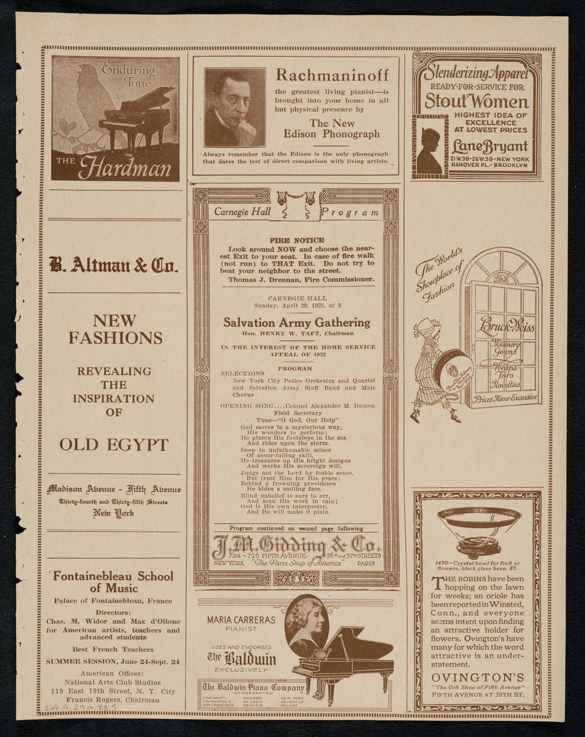 Meeting: Salvation Army, April 29, 1923, program page 5