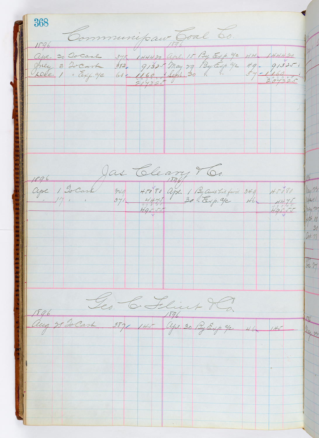 Music Hall Accounting Ledger, volume 1, page 368