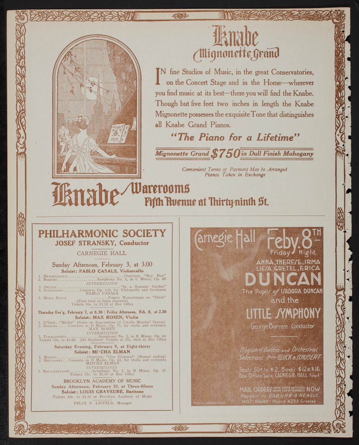 Mischa Elman, Violin, February 1, 1918, program page 12