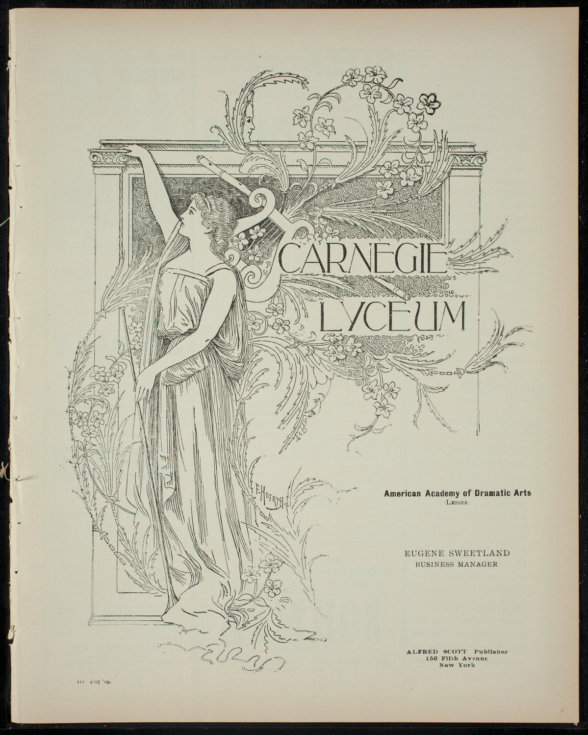 American Academy of Dramatic Arts Private Dress Rehearsal, April 25, 1905, program page 1