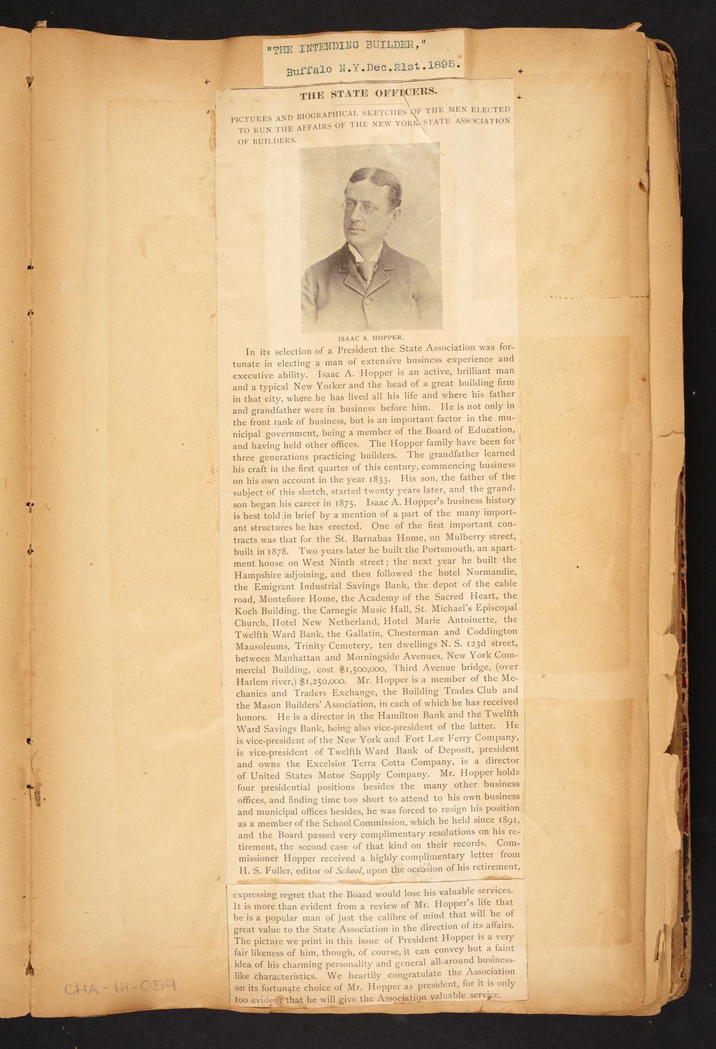 Isaac Hopper Scrapbook, page 59: 1895