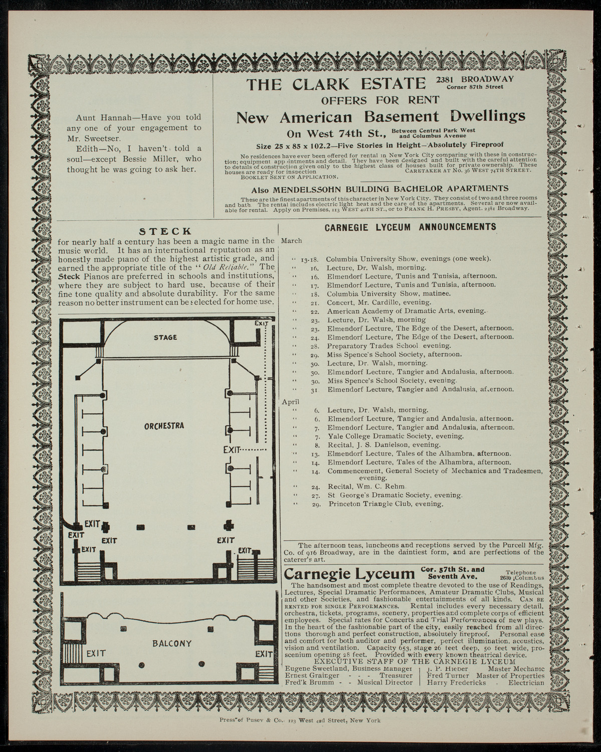 Lillian Marcus with Others, March 12, 1905, program page 4