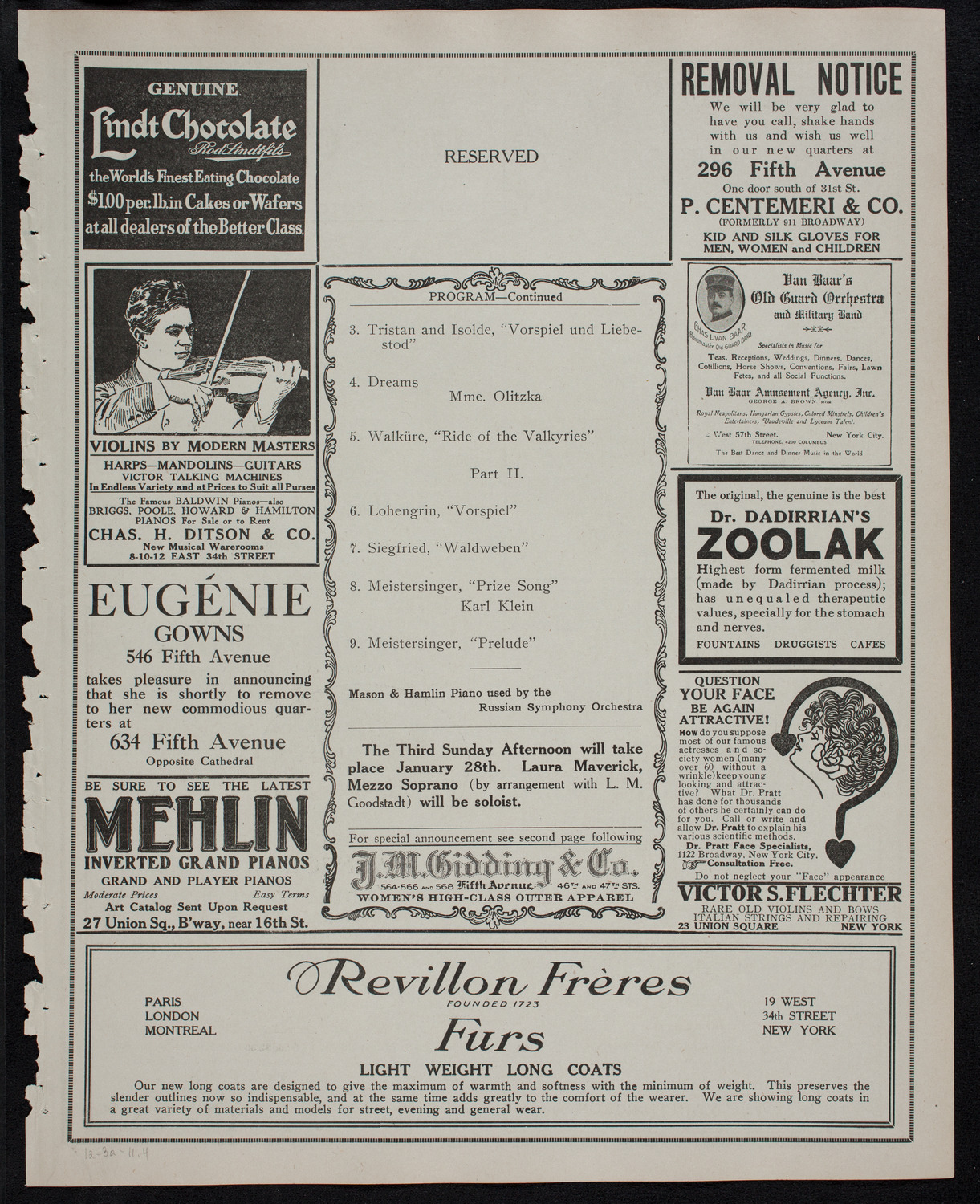 Russian Symphony Society of New York, December 3, 1911, program page 7