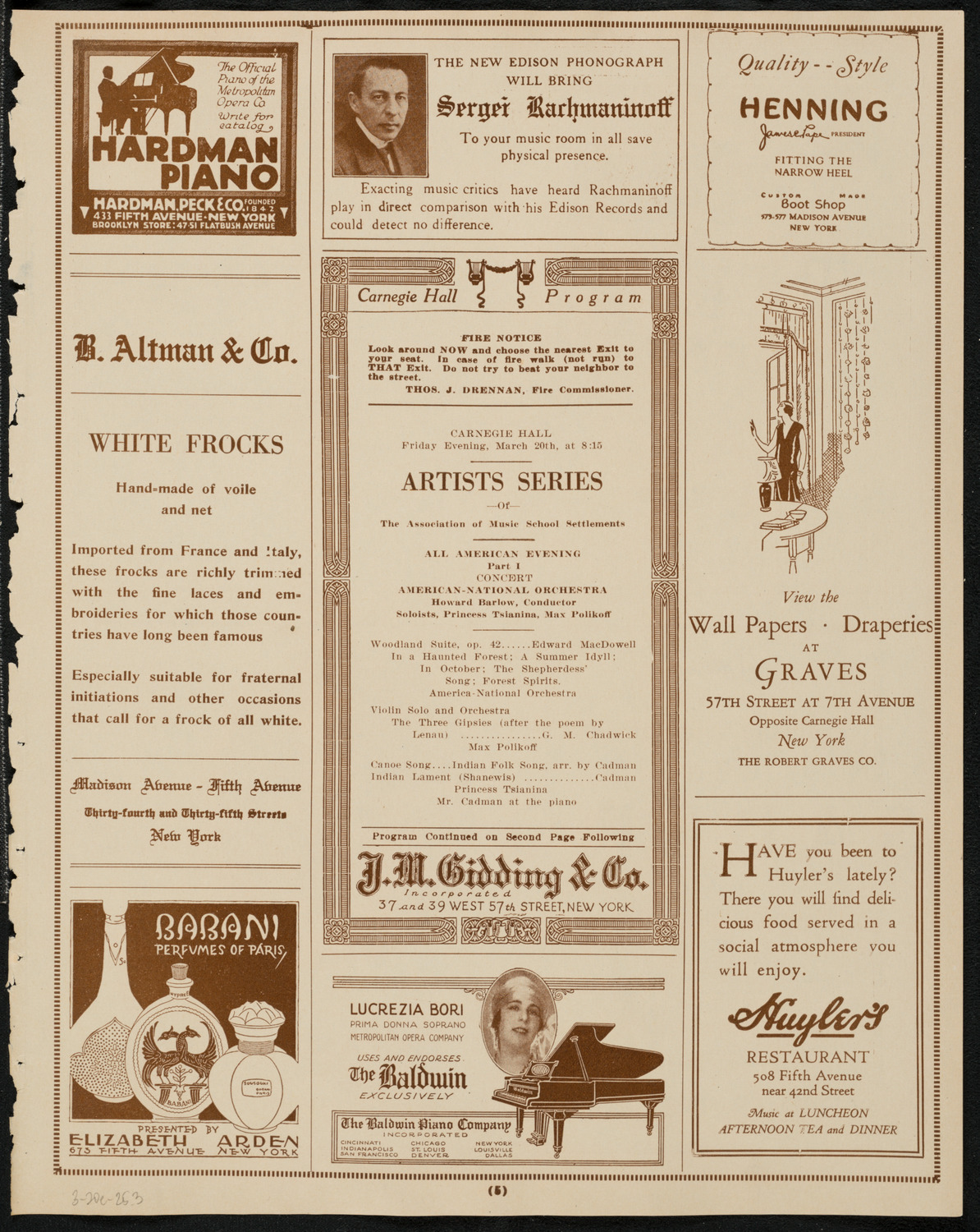 Benefit: Association of Music School Settlements, March 20, 1925, program page 5