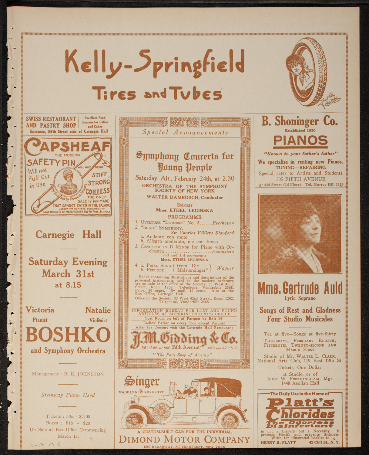 Boston Symphony Orchestra, February 17, 1917, program page 9