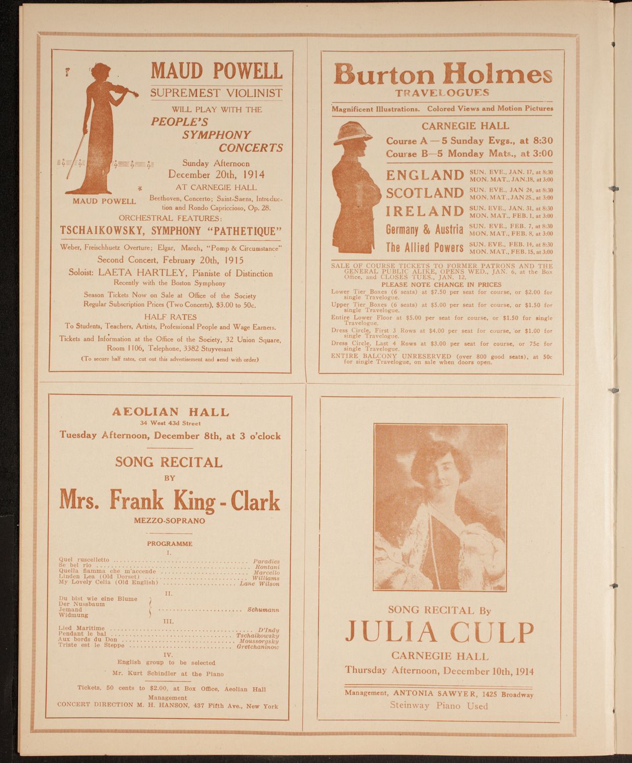 Elmendorf Lecture: Around Southern Europe, November 29, 1914, program page 10