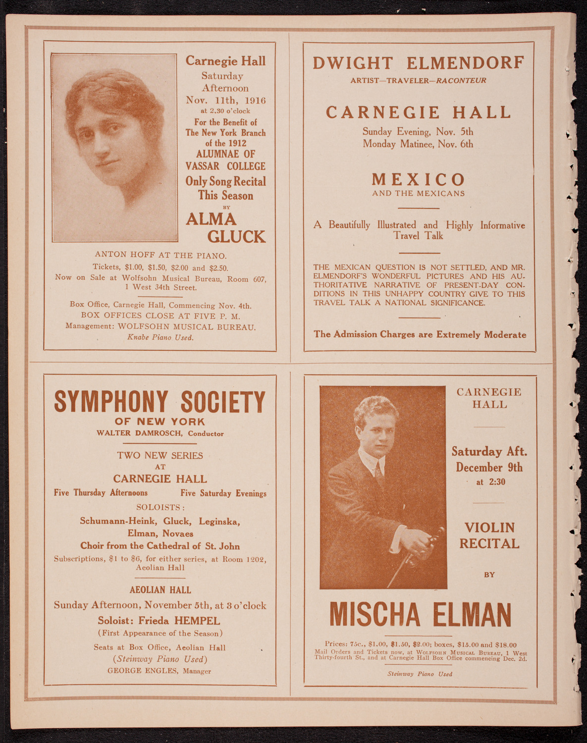 Otillie and Rose Laura Sutro, October 29, 1916, program page 8
