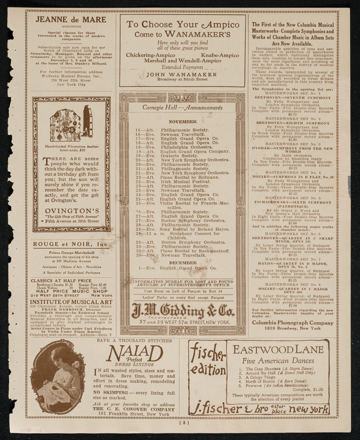 Paul Whiteman and His Orchestra, November 15, 1924, program page 3