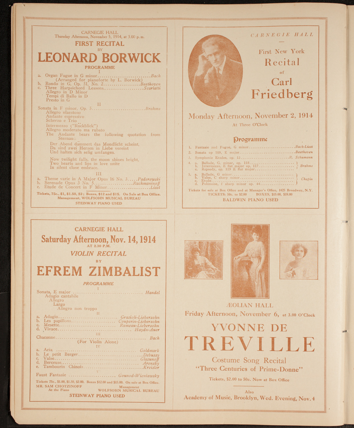 John McCormack, Tenor, October 31, 1914, program page 10