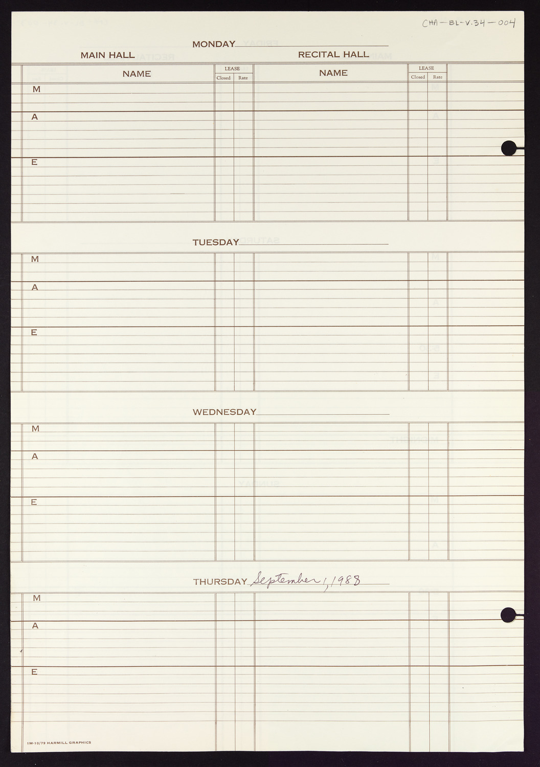 Carnegie Hall Booking Ledger, volume 34, page 4