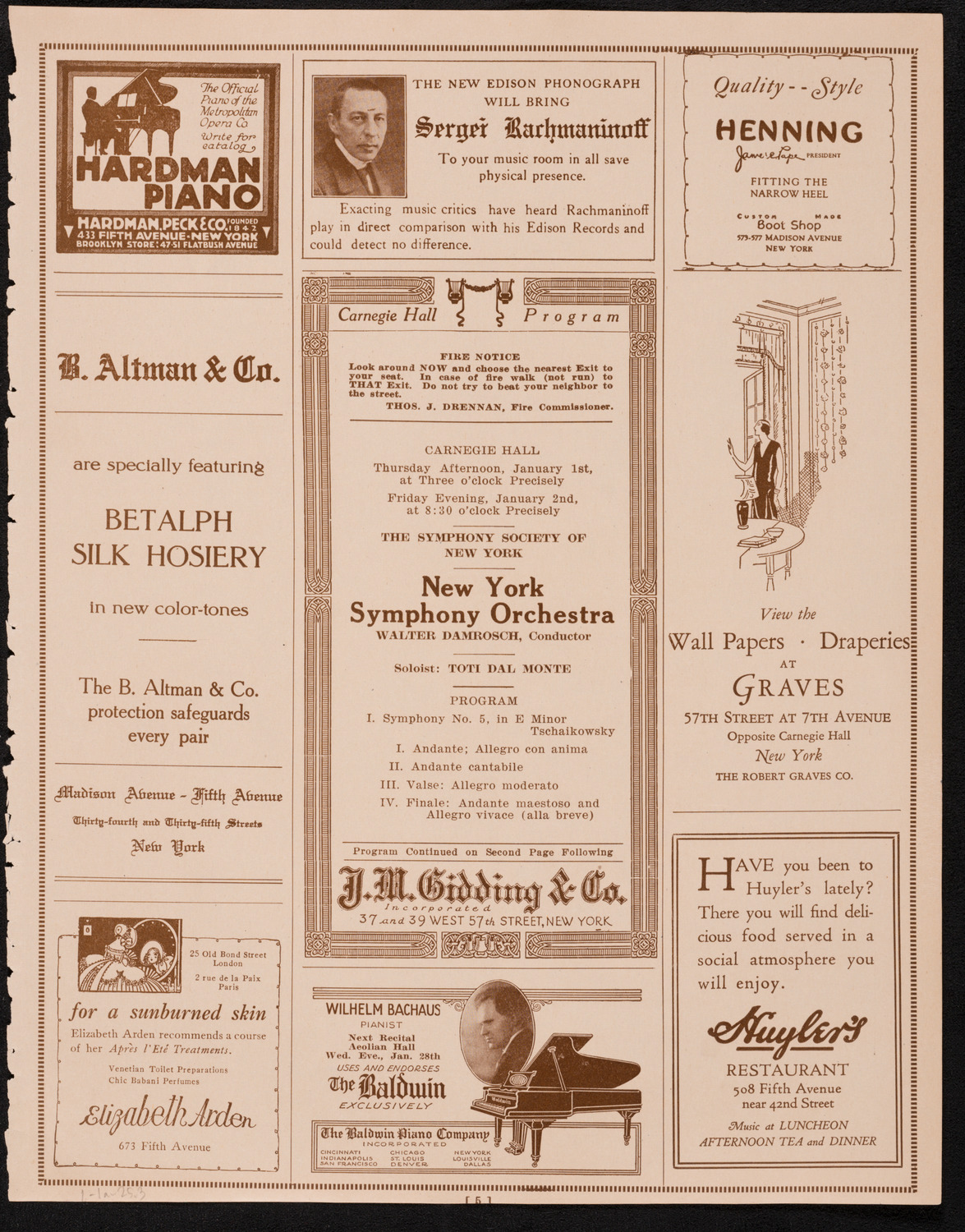 New York Symphony Orchestra, January 1, 1925, program page 5