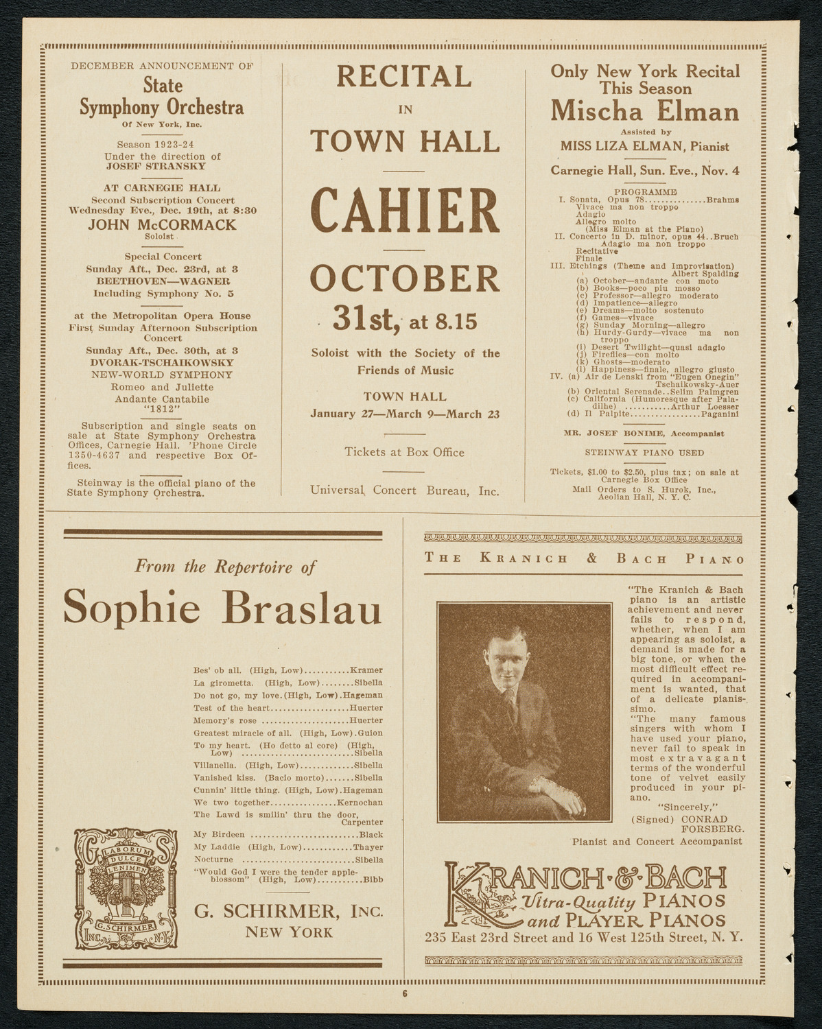 Operatic Concert and First Showing of "The Sons of Italy" ("I figli d'Italia"), October 28, 1923, program page 6