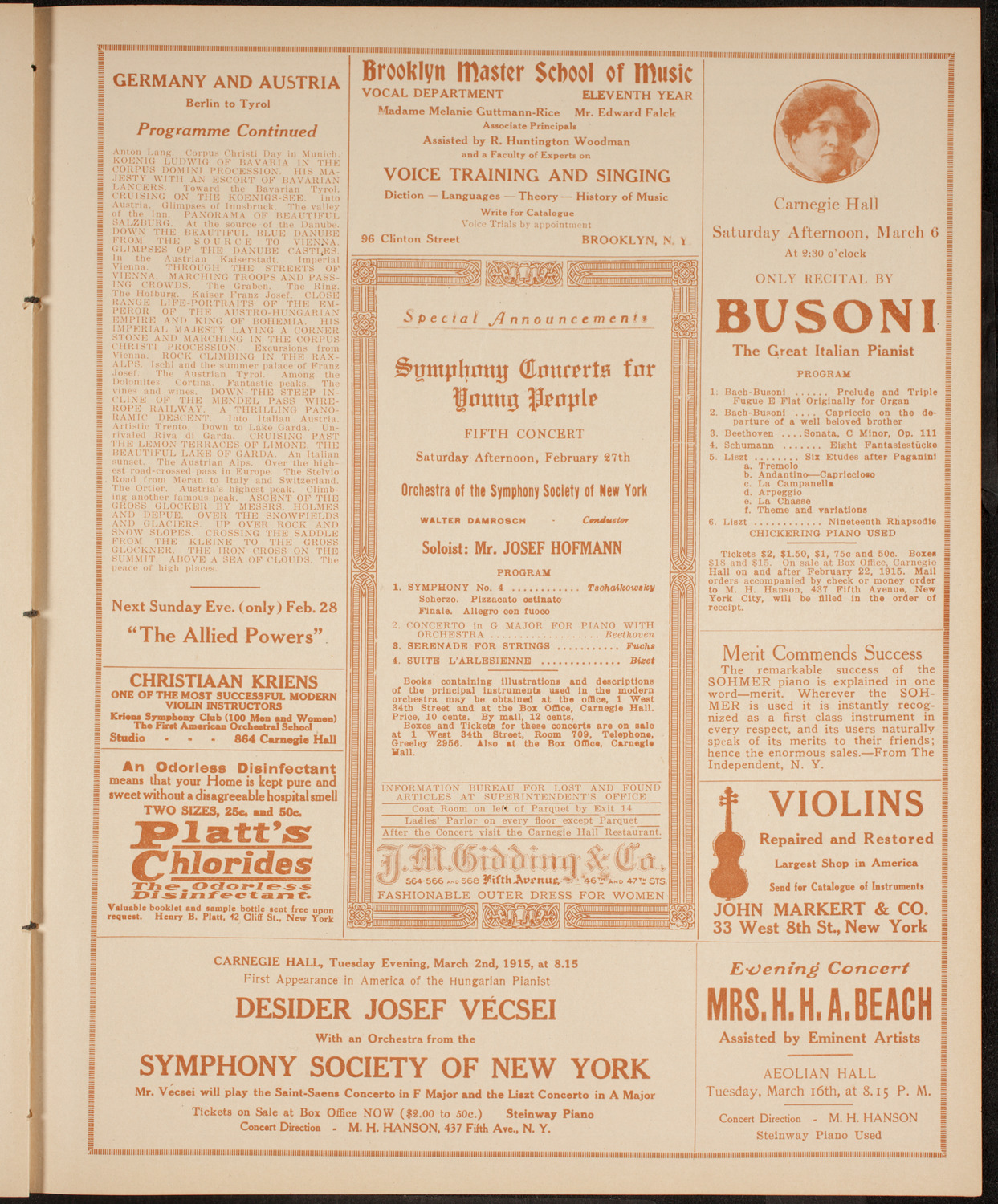 Burton Holmes Travelogue: Germany and Austria, February 21, 1915, program page 9