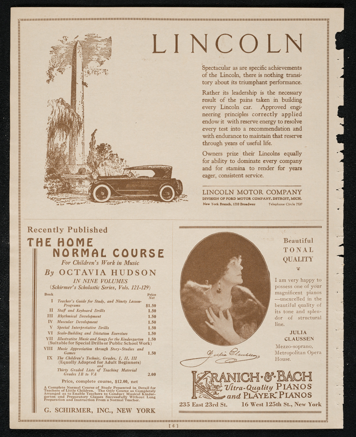 Colin O'More, Tenor, October 5, 1924, program page 6