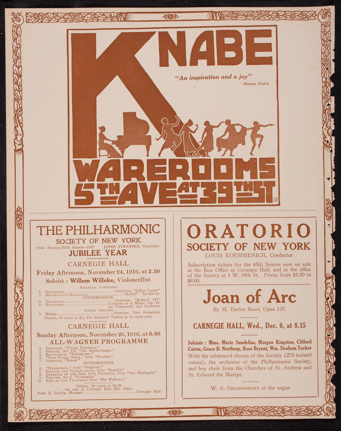 New York Philharmonic, November 16, 1916, program page 12