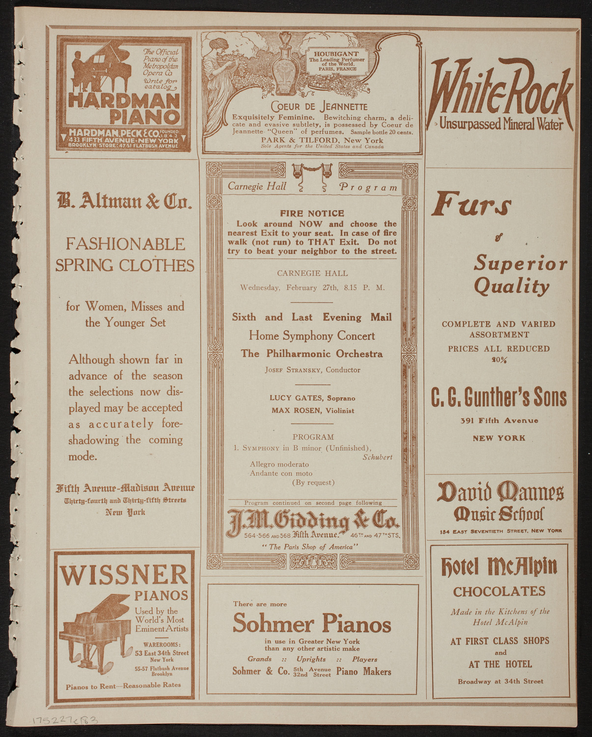 Home Symphony Concert: New York Philharmonic, February 27, 1918, program page 5