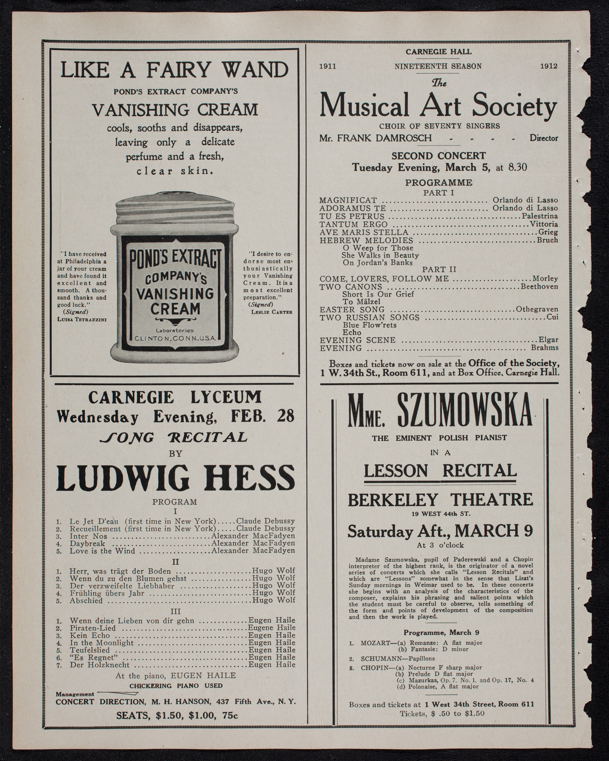 Mendelssohn Choir of Toronto with the Theodore Thomas Orchestra, February 27, 1912, program page 8