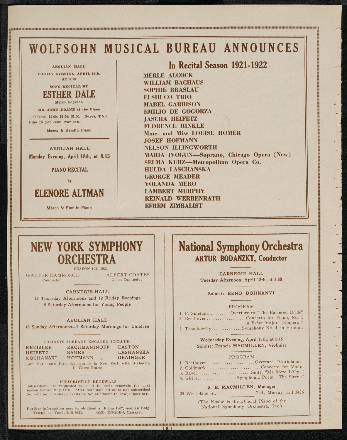 Meeting in Honor of René Viviani, April 11, 1921, program page 8