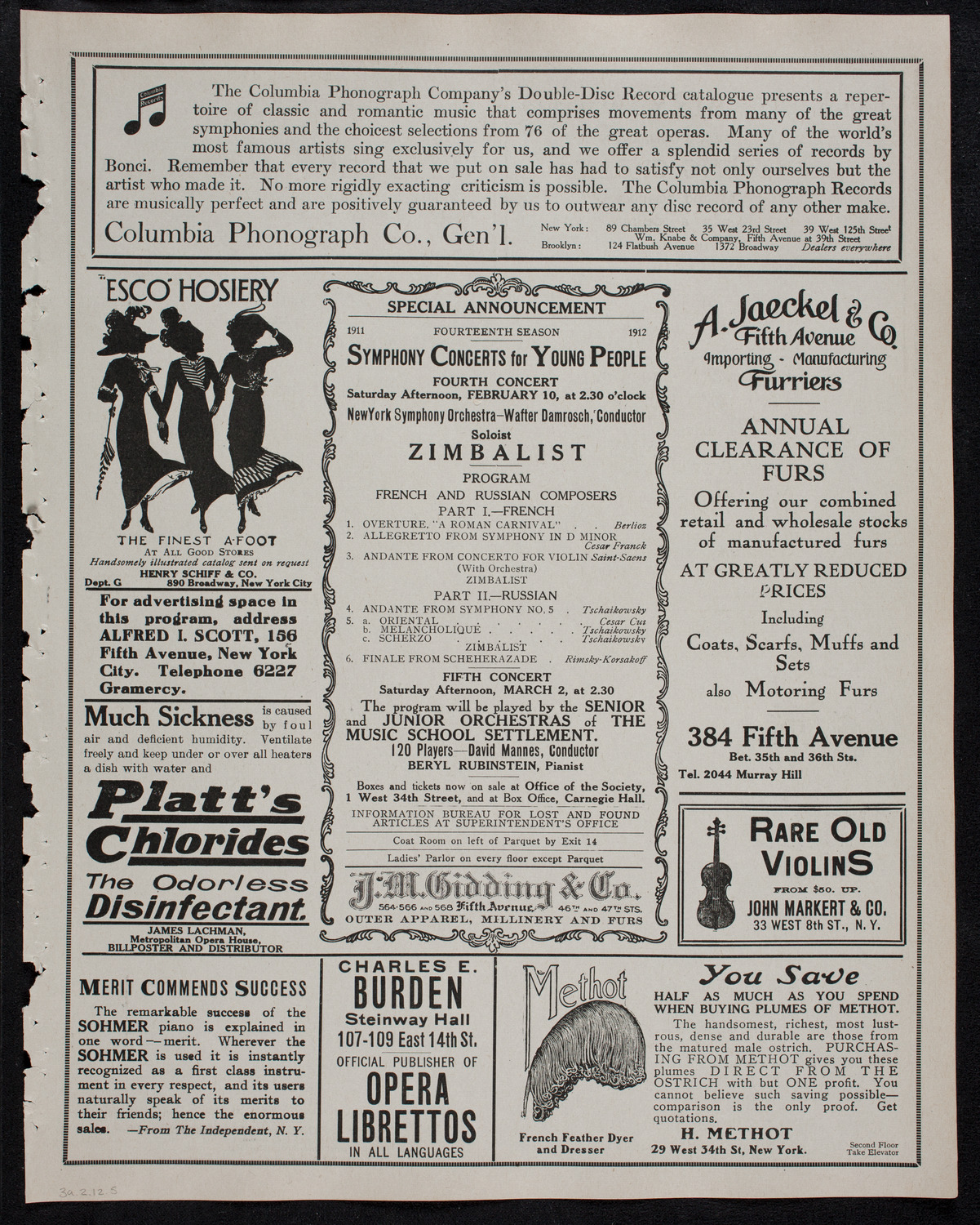 Leo Slezak, Tenor, February 3, 1912, program page 9