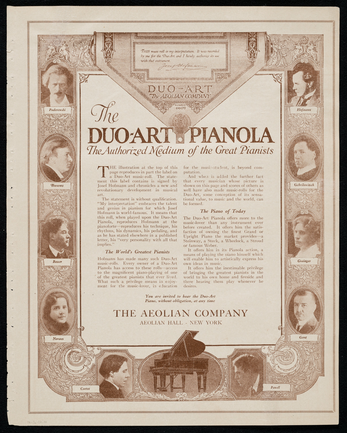 Rudolph Bochco, Violin, October 2, 1920, program page 19