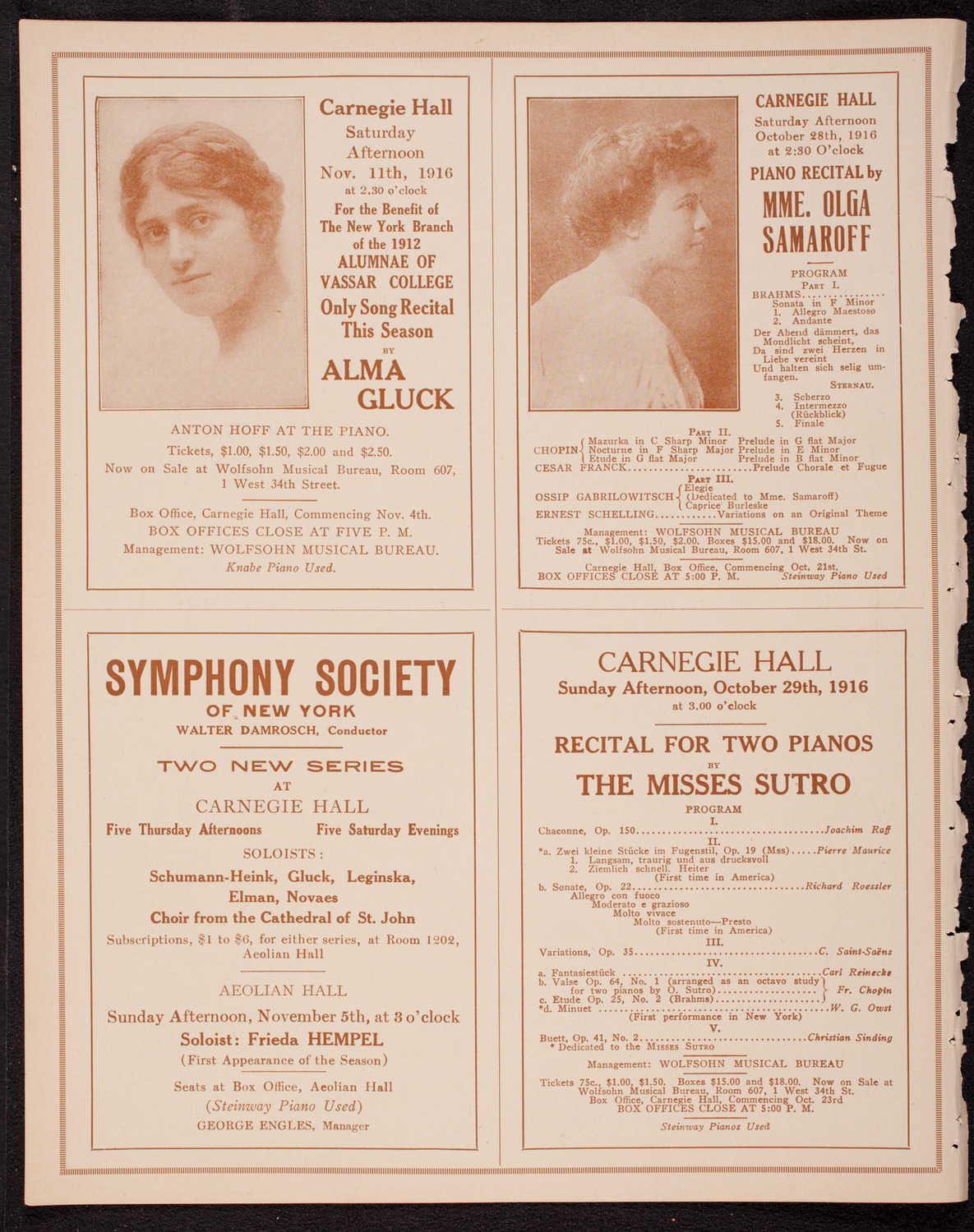 New York Philharmonic, October 26, 1916, program page 8