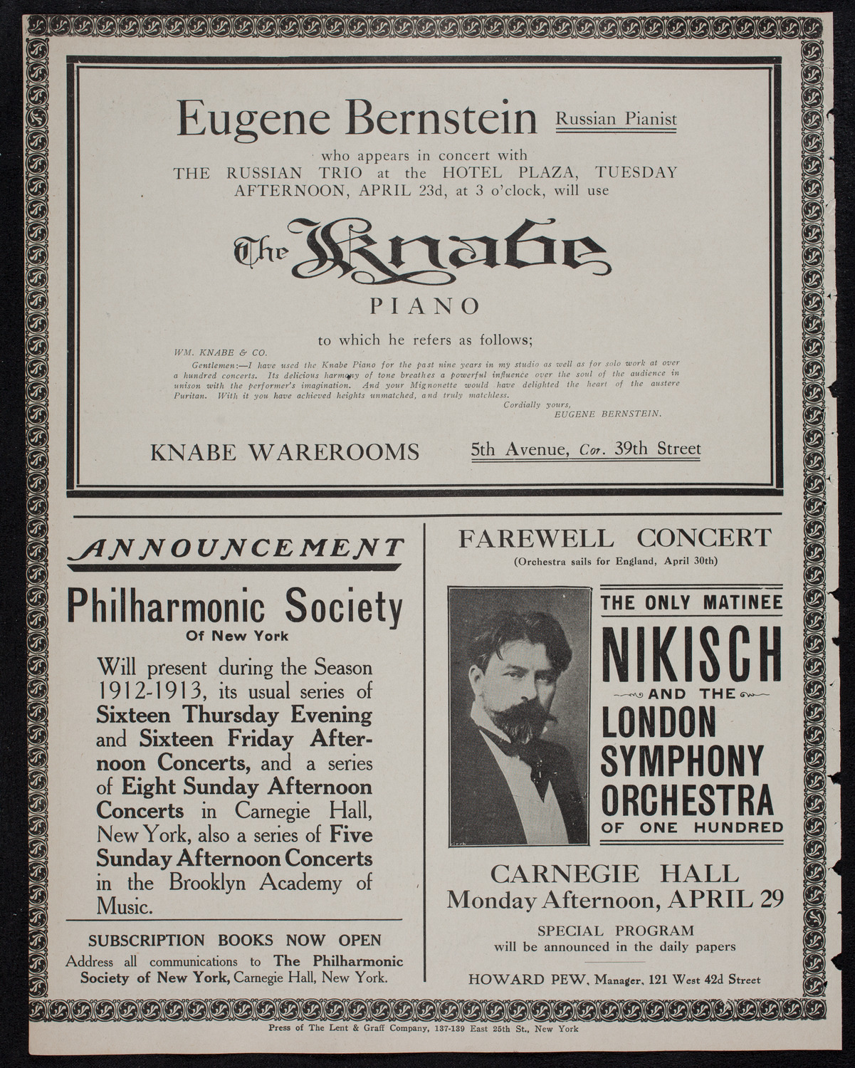 London Symphony Orchestra, April 10, 1912, program page 12