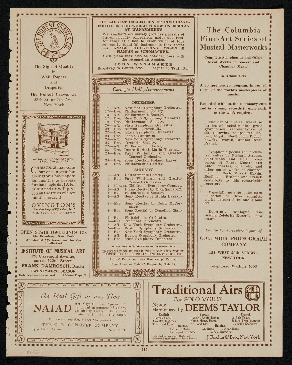 Sigrid Onégin, Contralto, December 16, 1925, program page 3