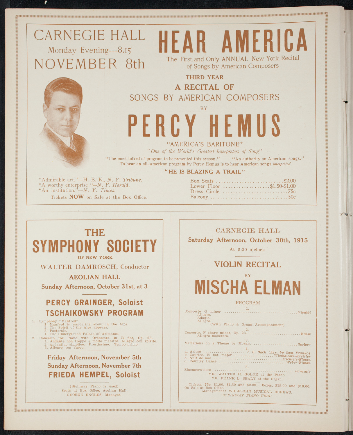 New York Philharmonic, October 28, 1915, program page 8