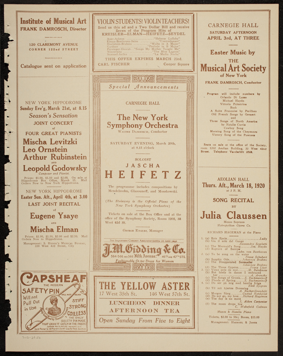 Isadora Duncan Dancers, March 13, 1920, program page 9