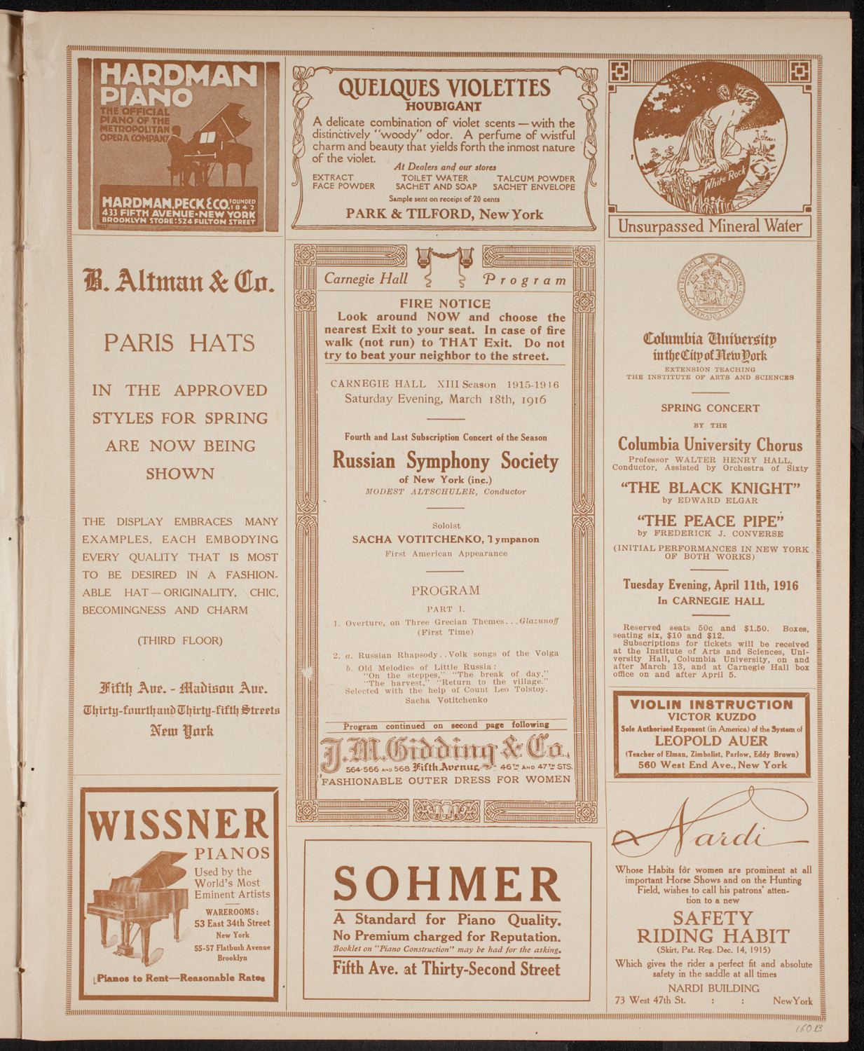 Russian Symphony Society of New York, March 18, 1916, program page 5