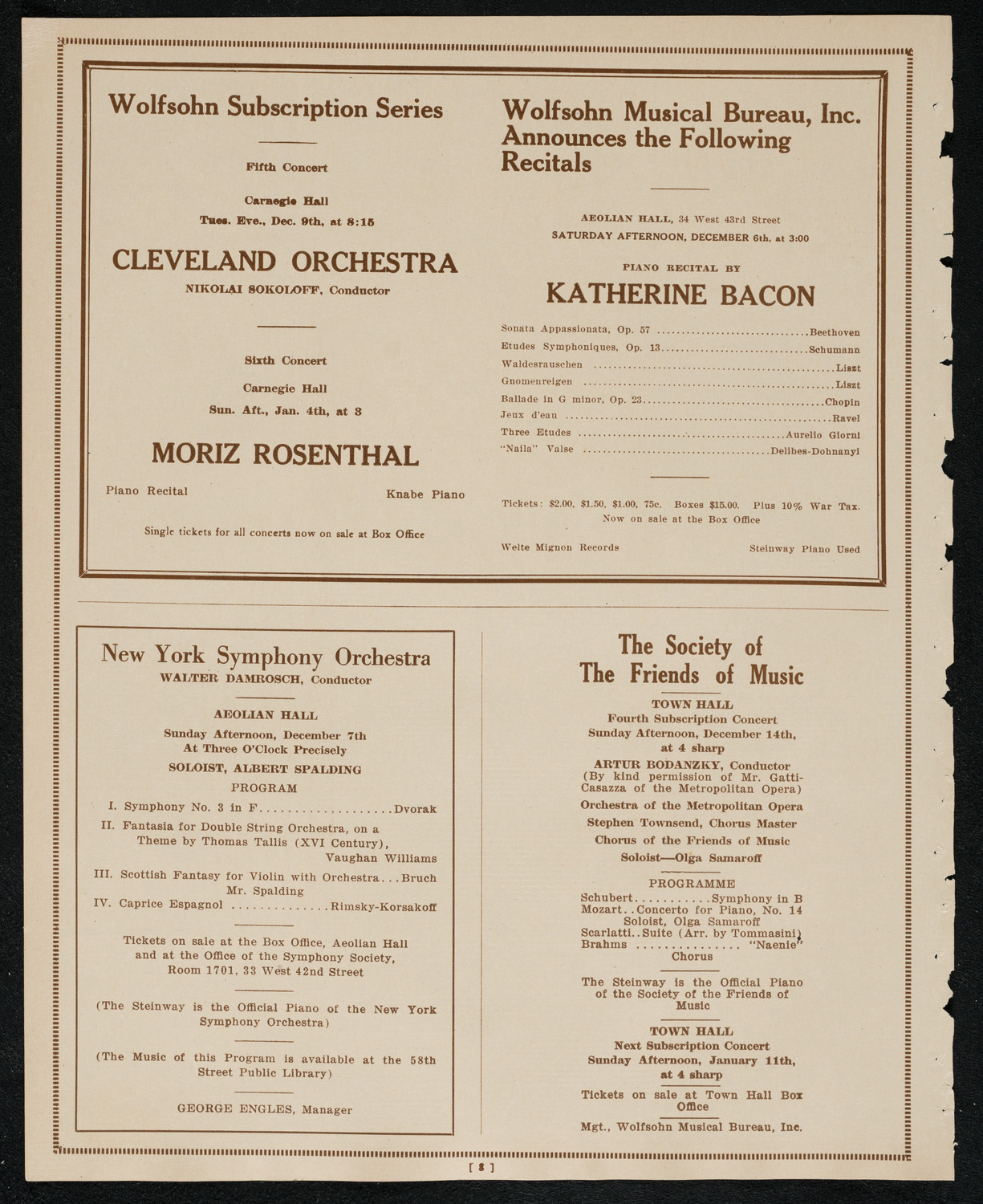 New York Symphony Orchestra, December 5, 1924, program page 8