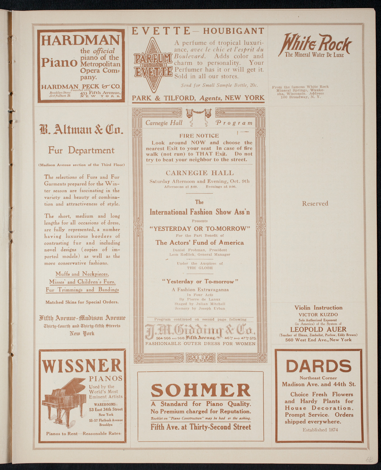 Fashion Show: "Yesterday or To-Morrow", October 9, 1915, program page 5