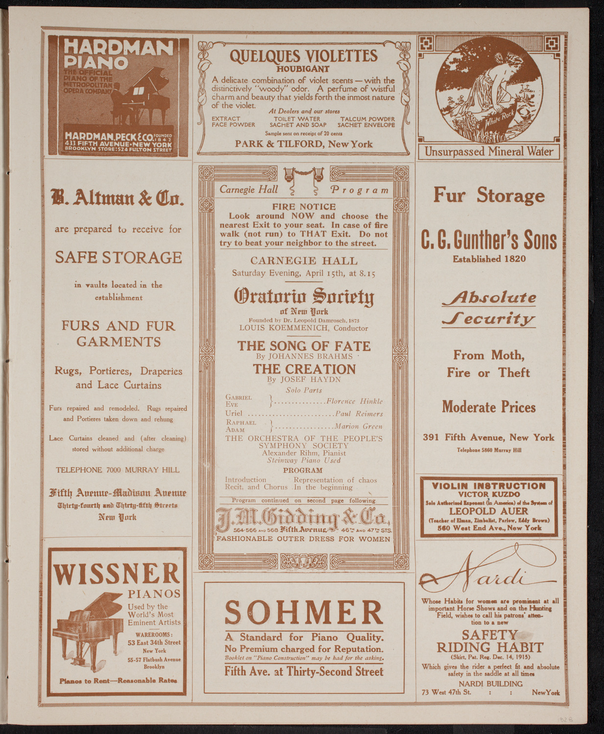 Oratorio Society of New York, April 15, 1916, program page 5