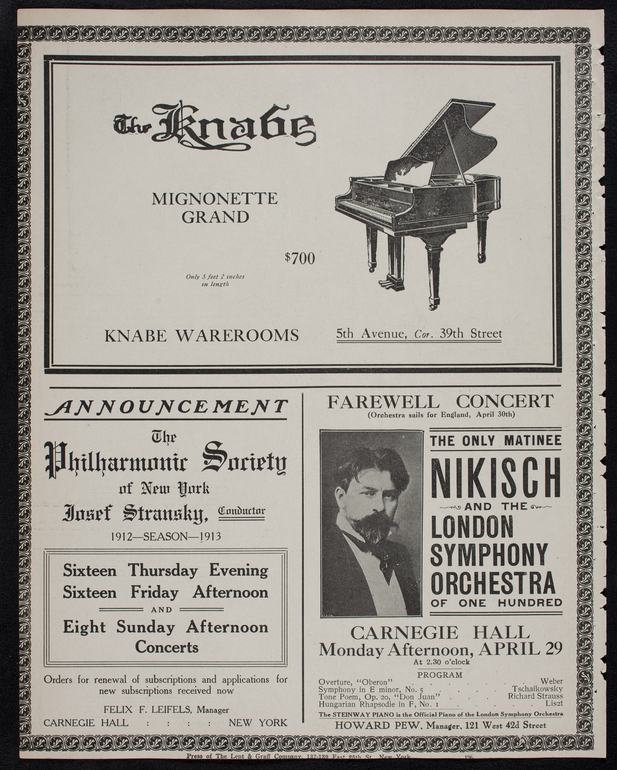 Maximilian Pilzer, Violin, April 25, 1912, program page 12