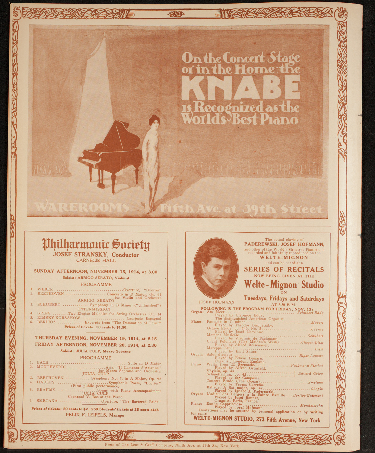 New York Philharmonic, November 13, 1914, program page 12