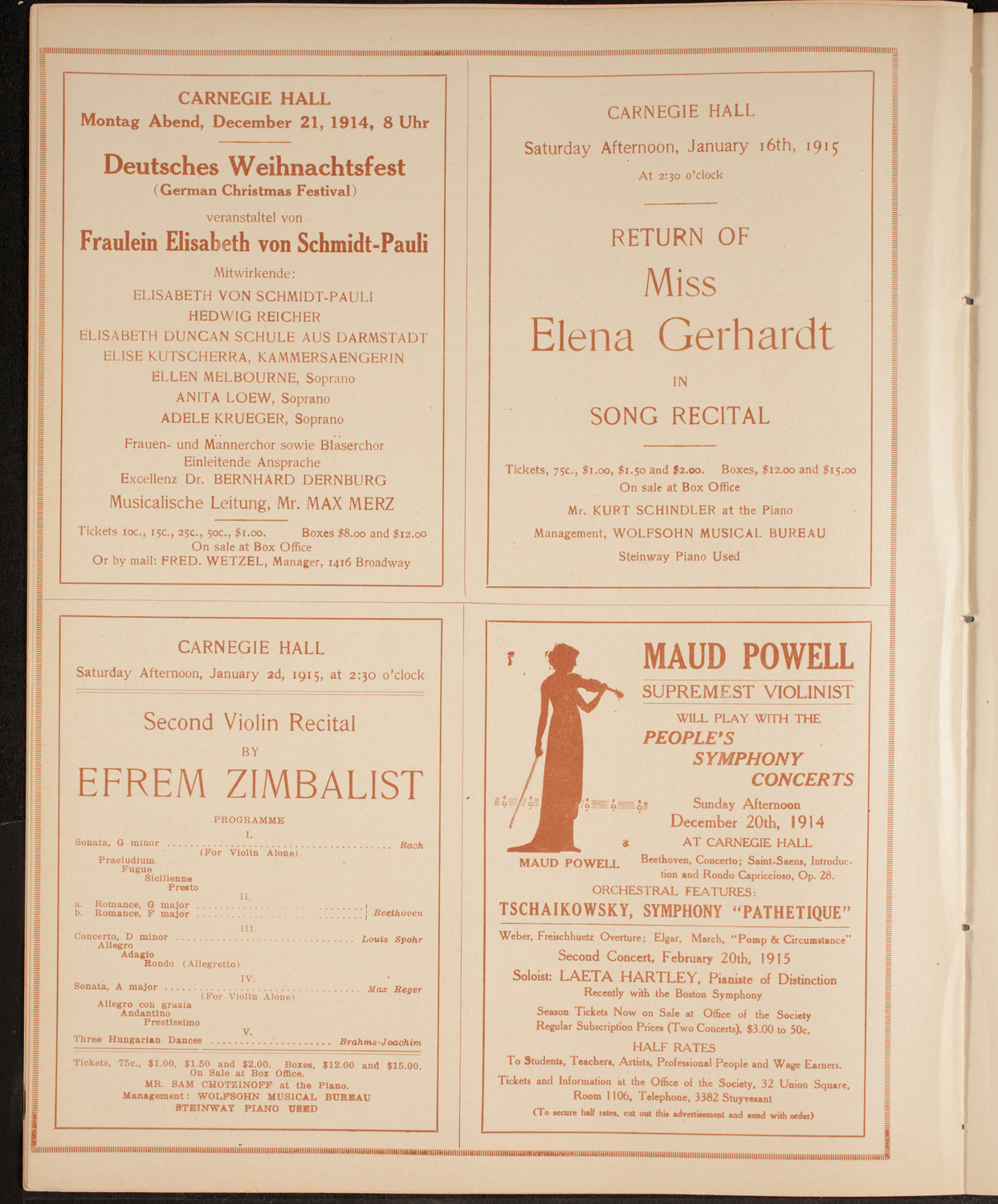 New York Philharmonic, December 17, 1914, program page 10