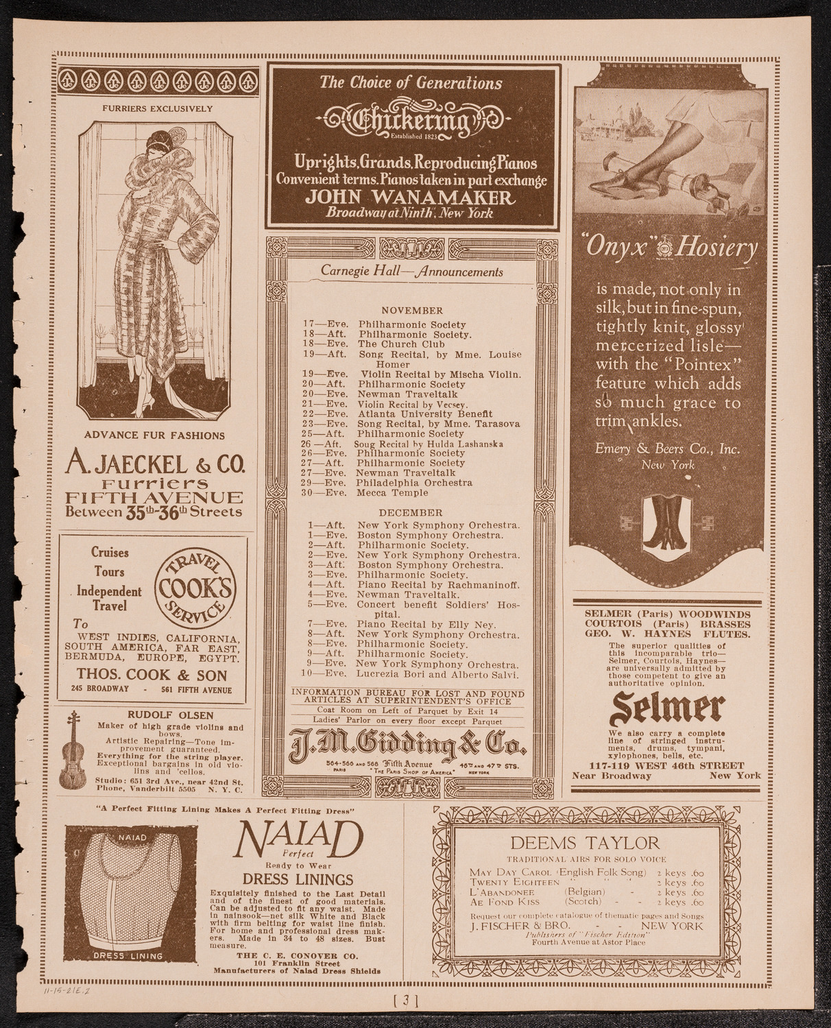 Frieda Hempel, Soprano, November 15, 1921, program page 3