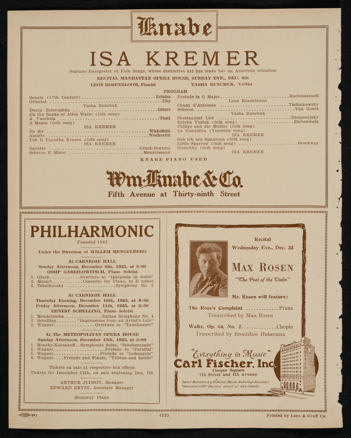 State Symphony Orchestra of New York, December 5, 1925, program page 12