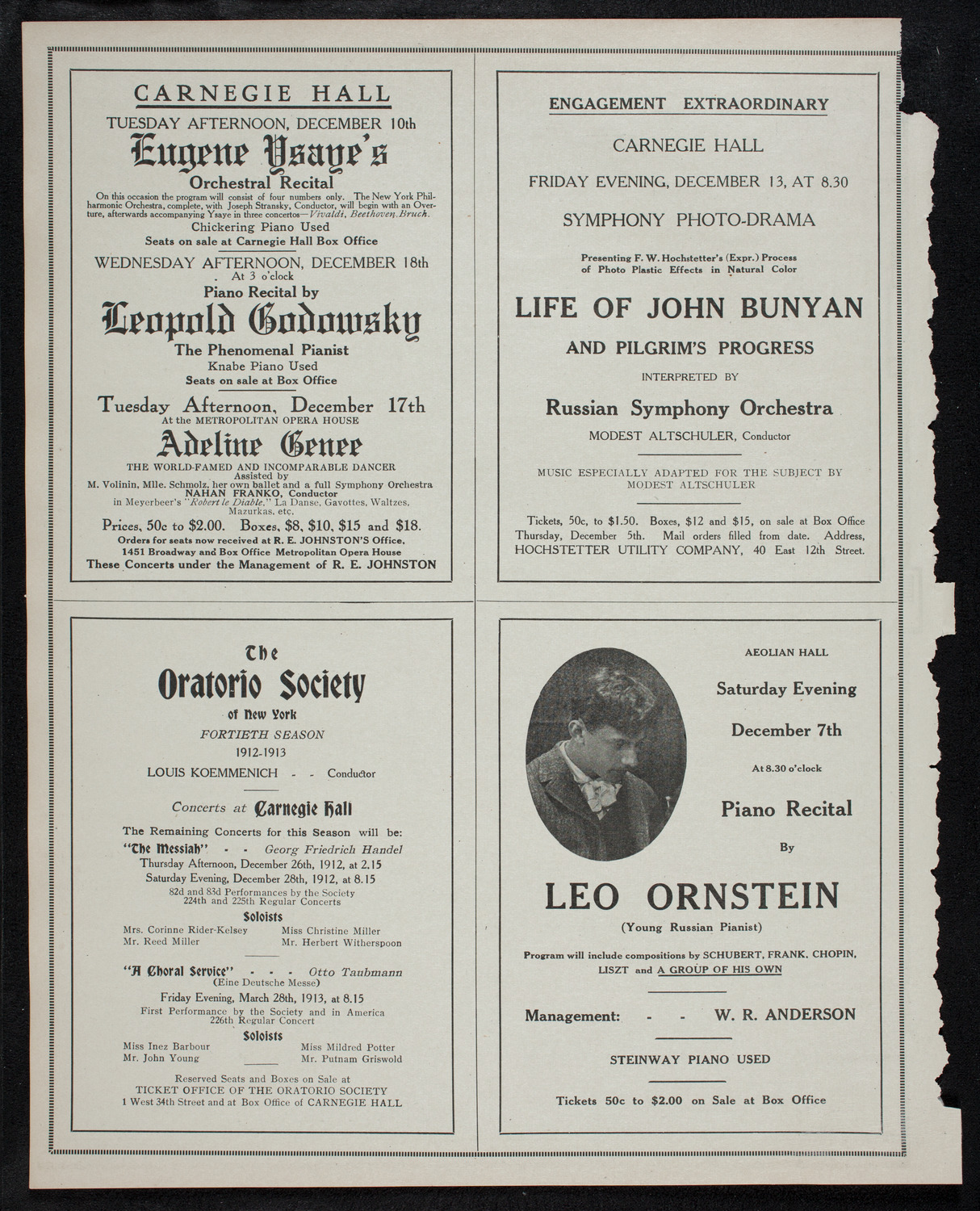 Ernest Schelling, Piano, December 6, 1912, program page 10