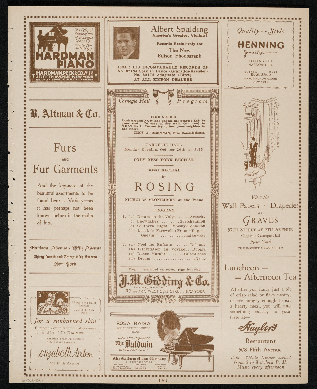 Vladimir Rosing, Tenor, October 20, 1924, program page 5