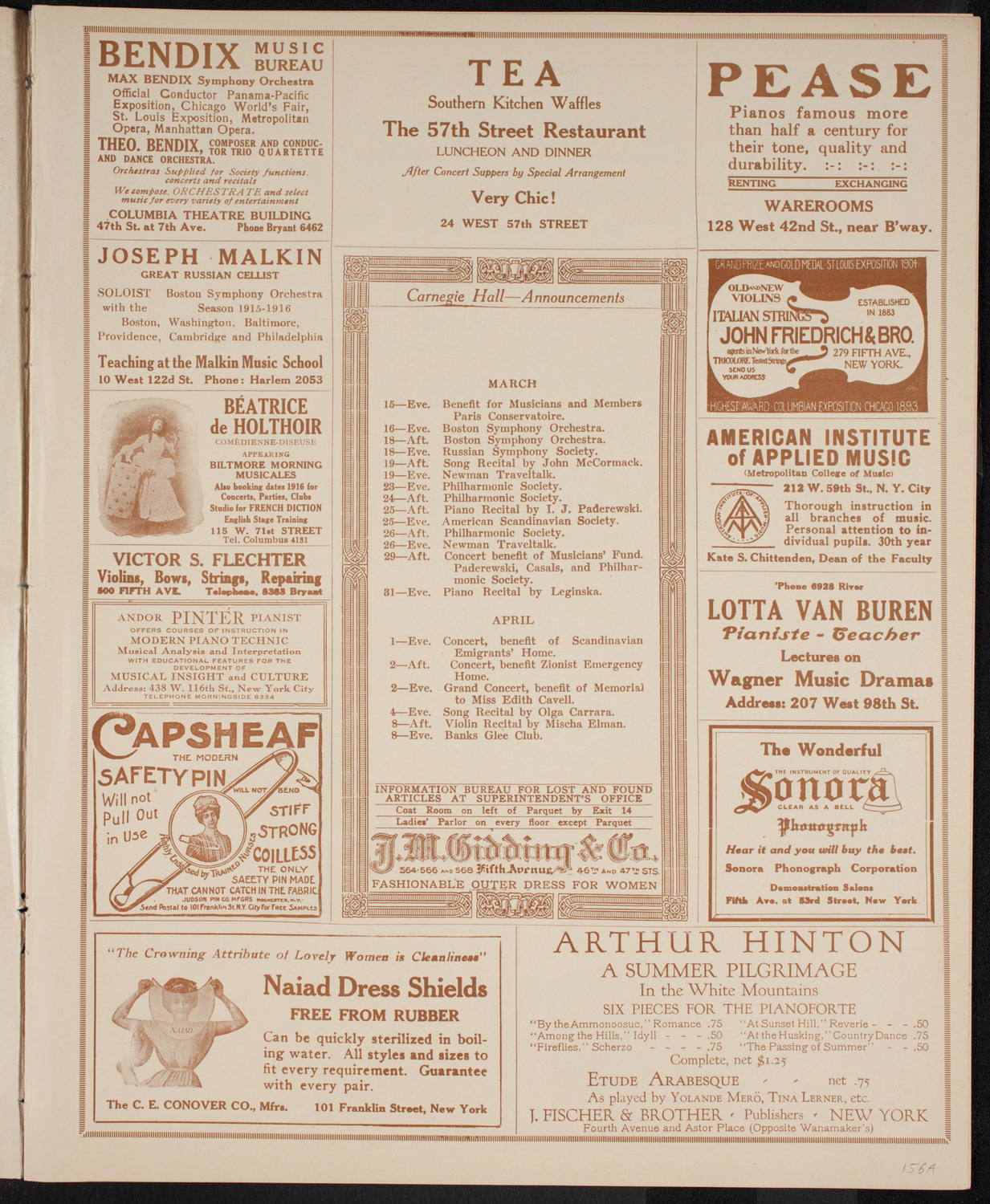 New York Symphony Orchestra, March 15, 1916, program page 3