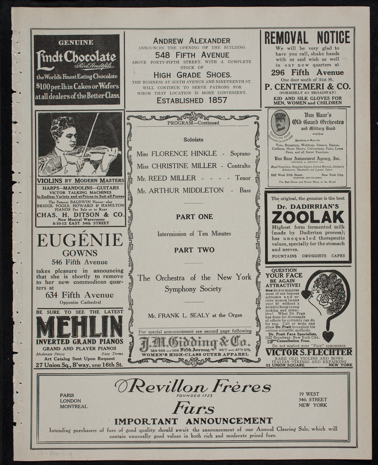 Oratorio Society of New York, December 29, 1911, program page 7