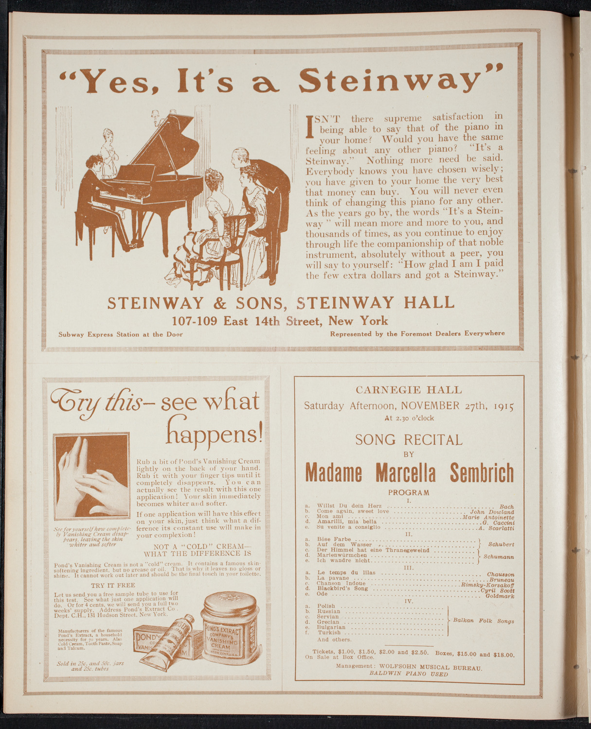 Boston Symphony Orchestra, November 6, 1915, program page 4