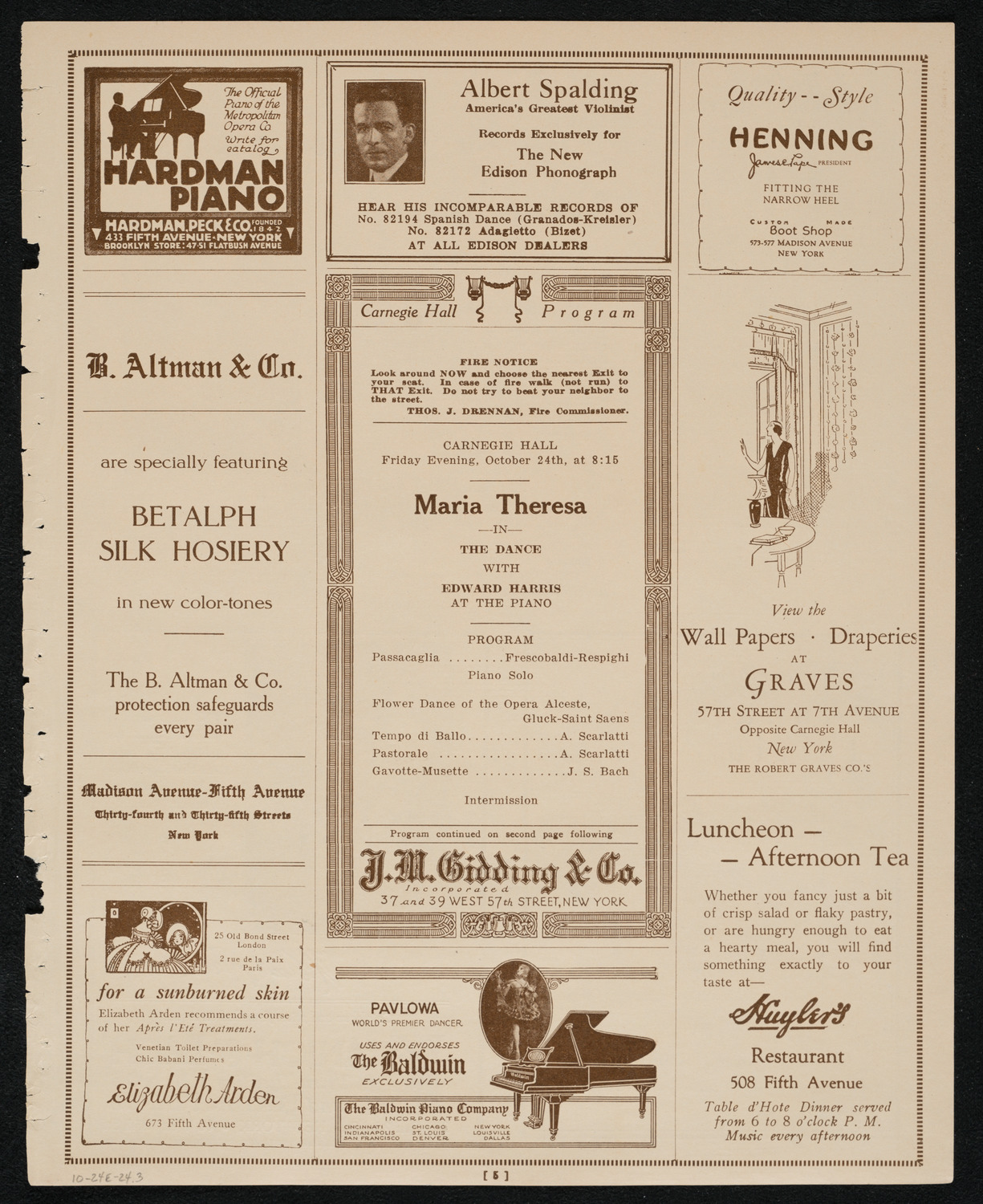 Maria Theresa, October 24, 1924, program page 5