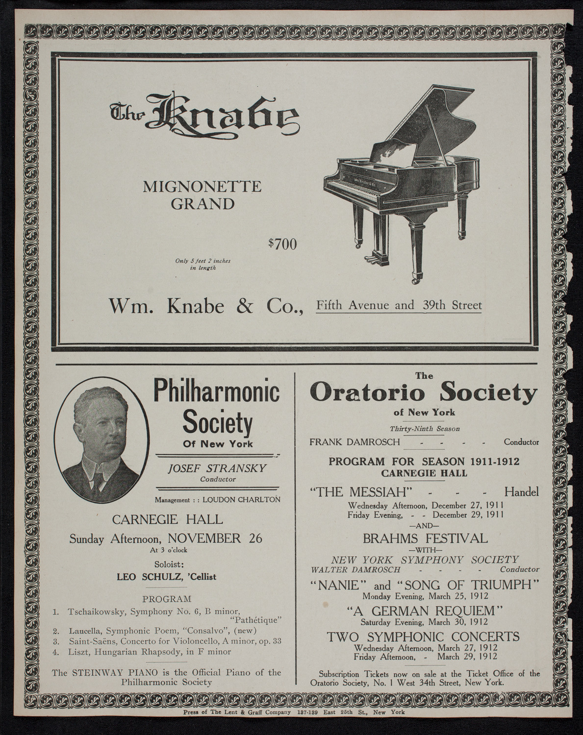 New York Philharmonic, November 23, 1911, program page 12