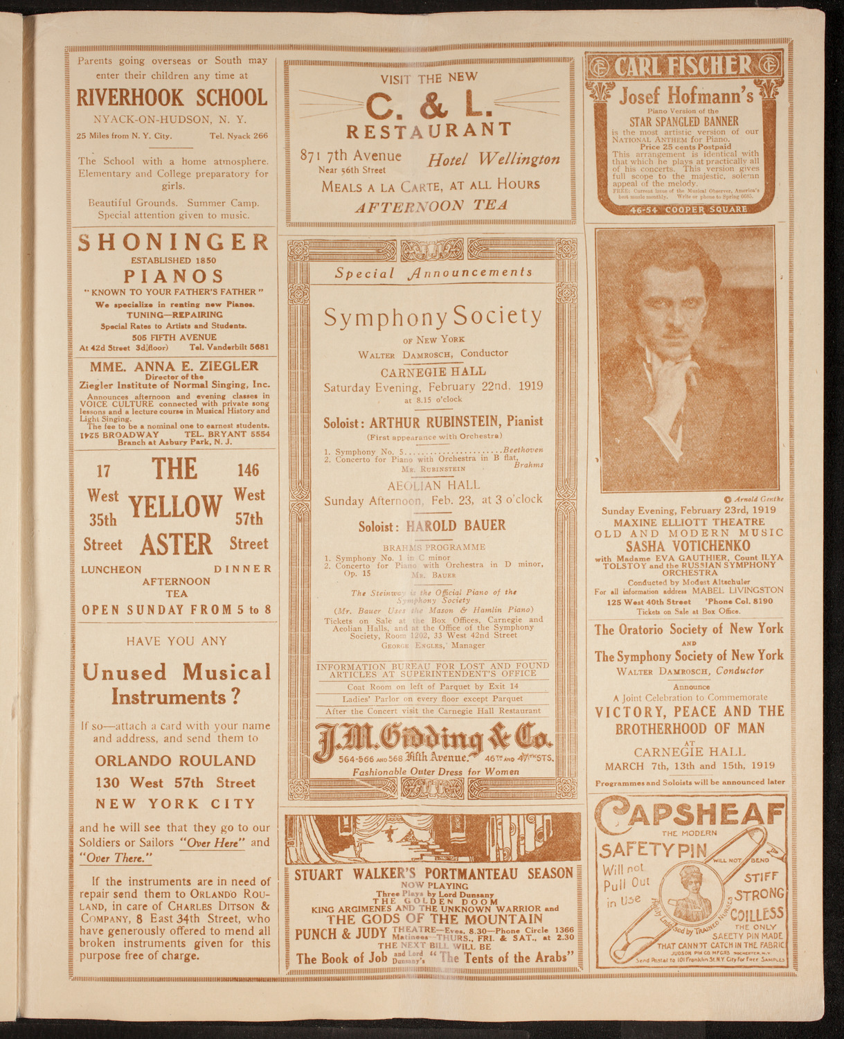 Manfred (Byron/ Schumann), February 19, 1919, program page 9