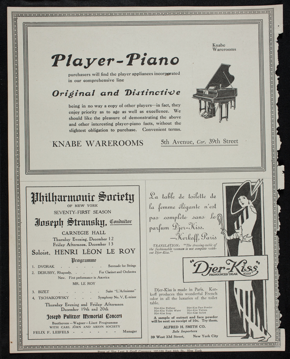 Eugène Ysaÿe, Violin, with the New York Philharmonic, December 10, 1912, program page 12